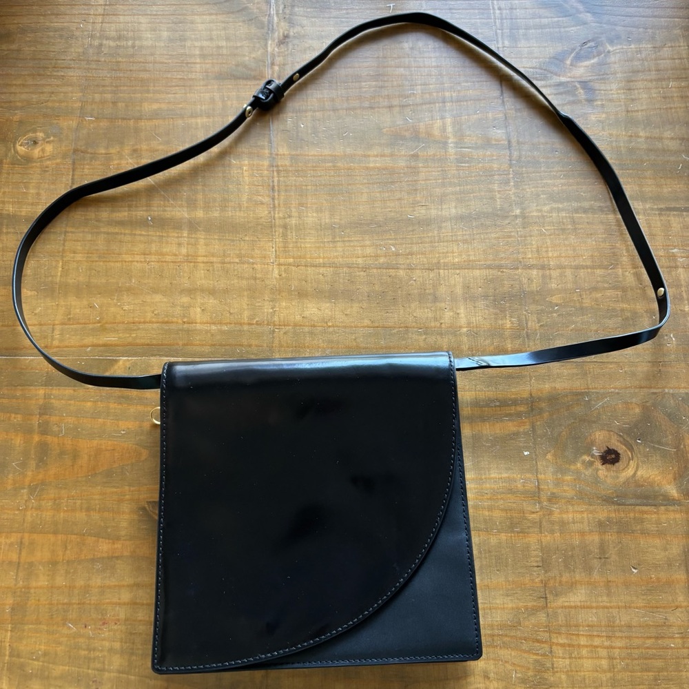 kate spade Saturday Double Flap Crossbody Bag-Black-Leather-Gloss Finish